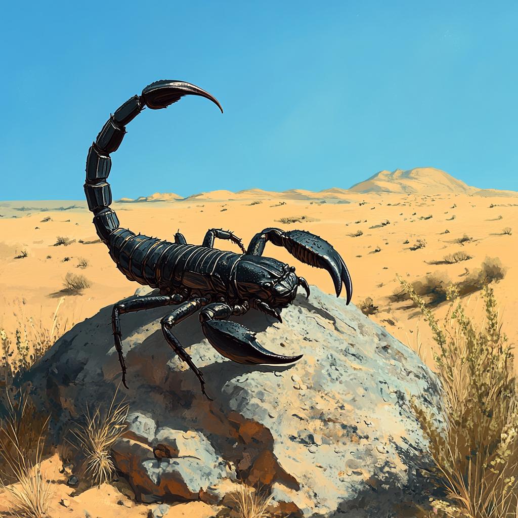 Scorpion on Rock in Desert Sun