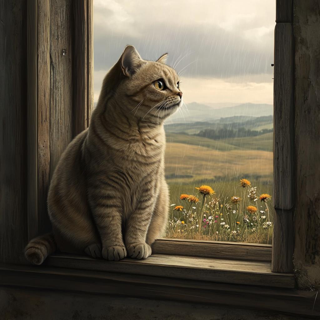 Scottish Fold Looking Outside Window