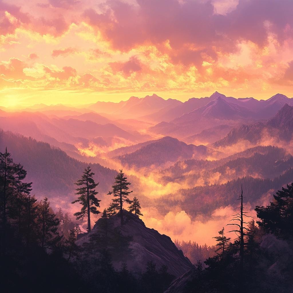 Sequoia National Park Sunset with Fog