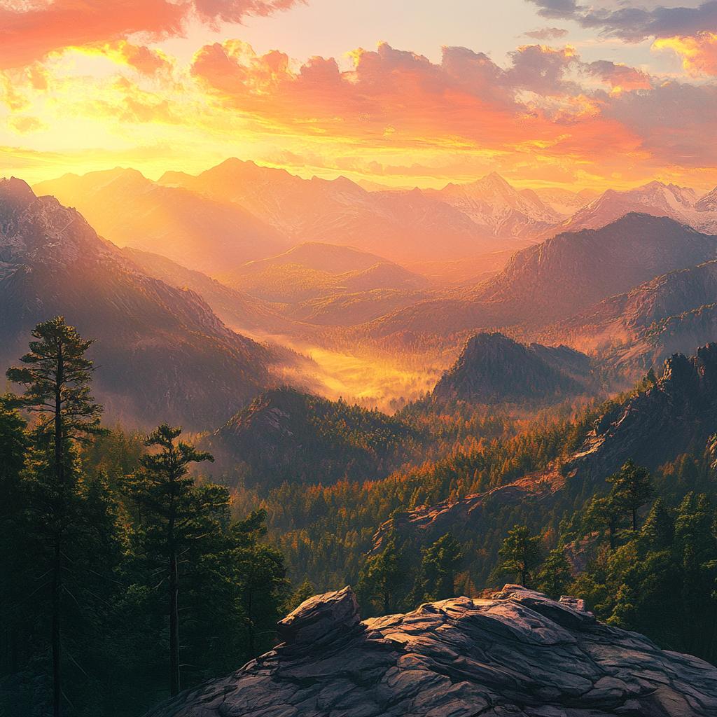 Foggy Sunset in Sequoia National Park