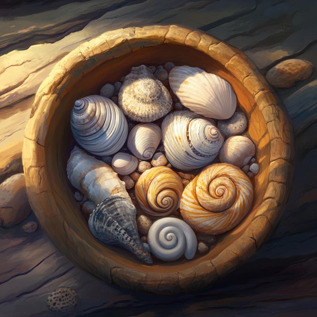 Still Life Shells in Pot