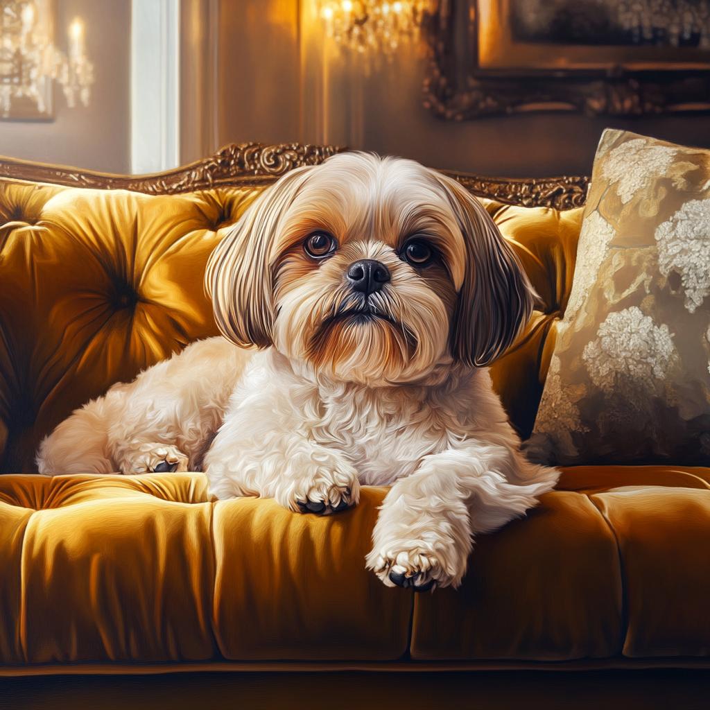 Shih Tzu Sitting on Couch Portrait