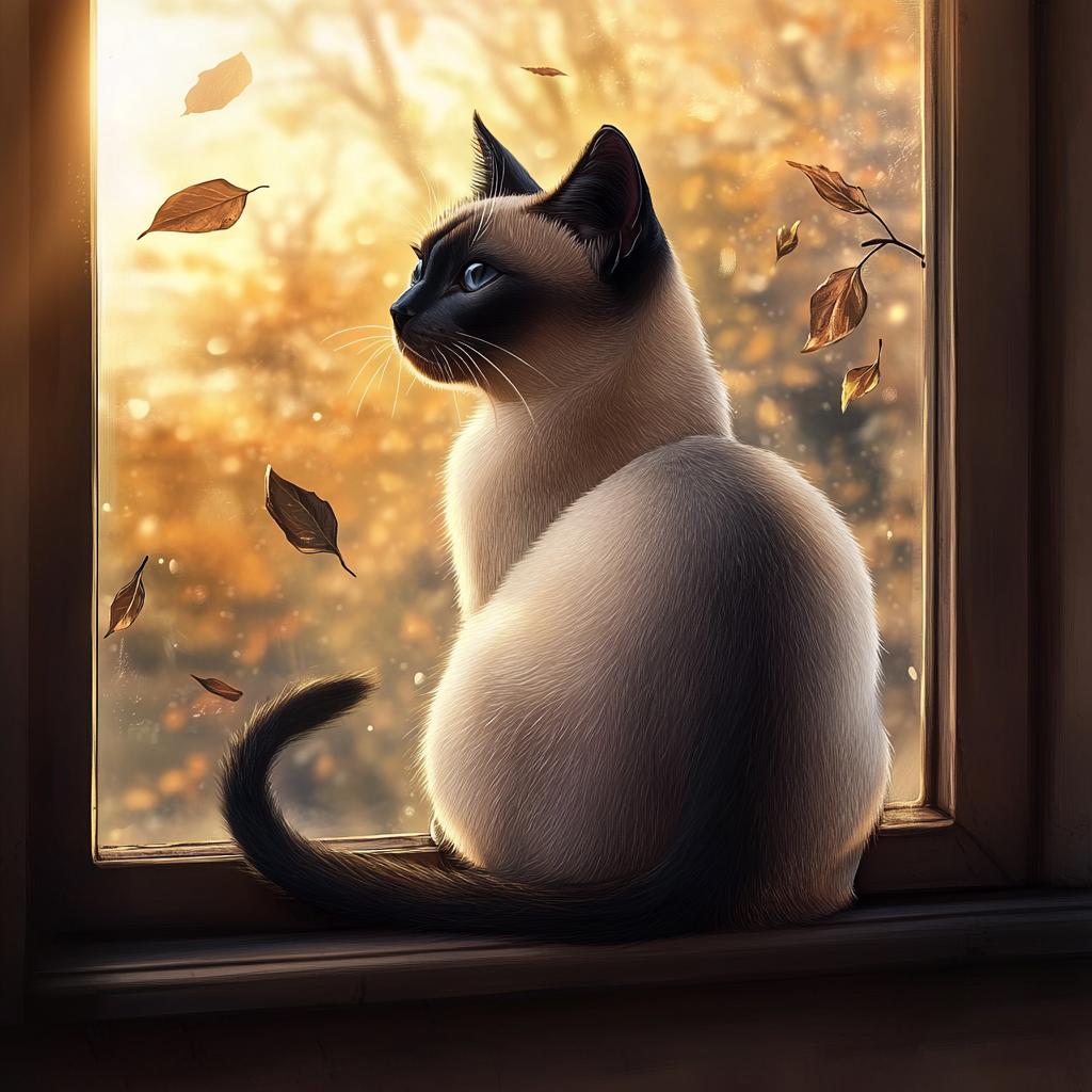 Siamese Cat Sitting at Window