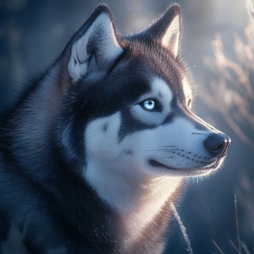 Close Up Portrait of Siberian Husky