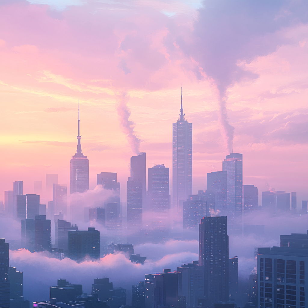 Skyscrapers Above the Clouds Sunrise