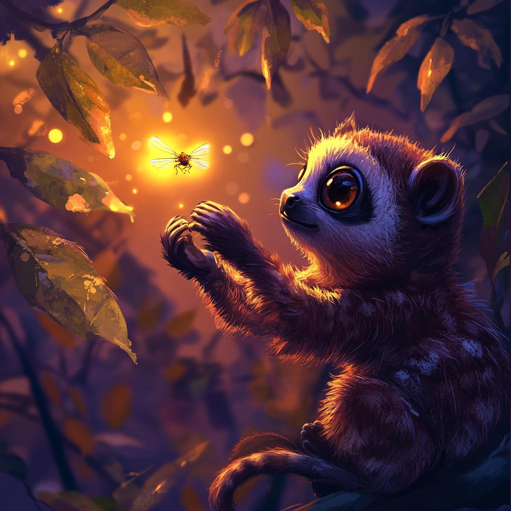 Enchanted Forest Fireflies with Slow Loris