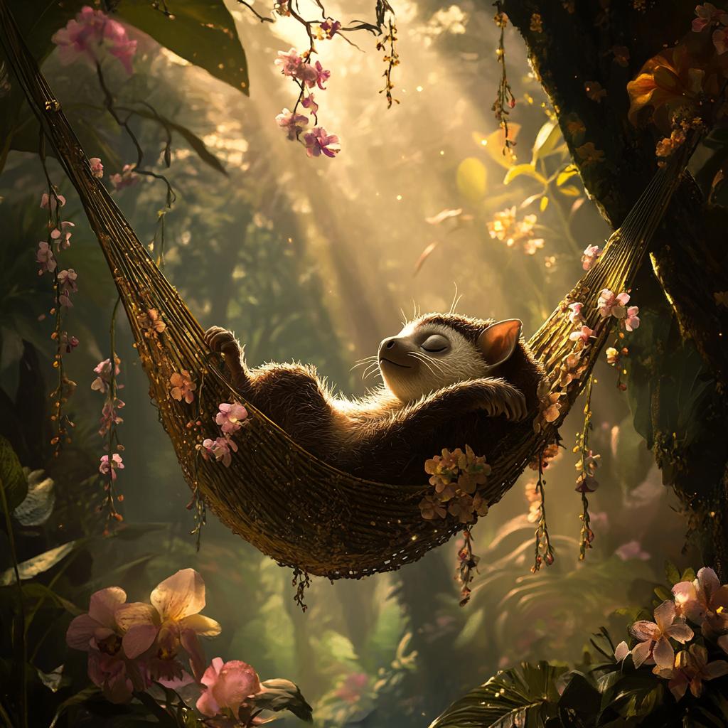 Rainforest Hammock Slow Loris Resting