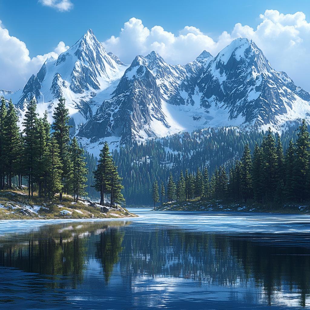 American Park Lake with Snow Peaks View