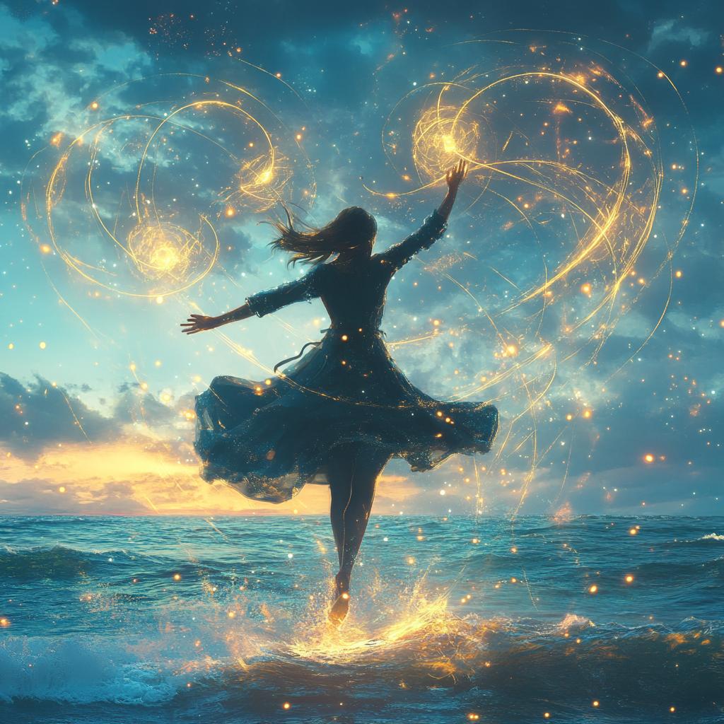 Sorcerer Flying Over Sea with Electricity