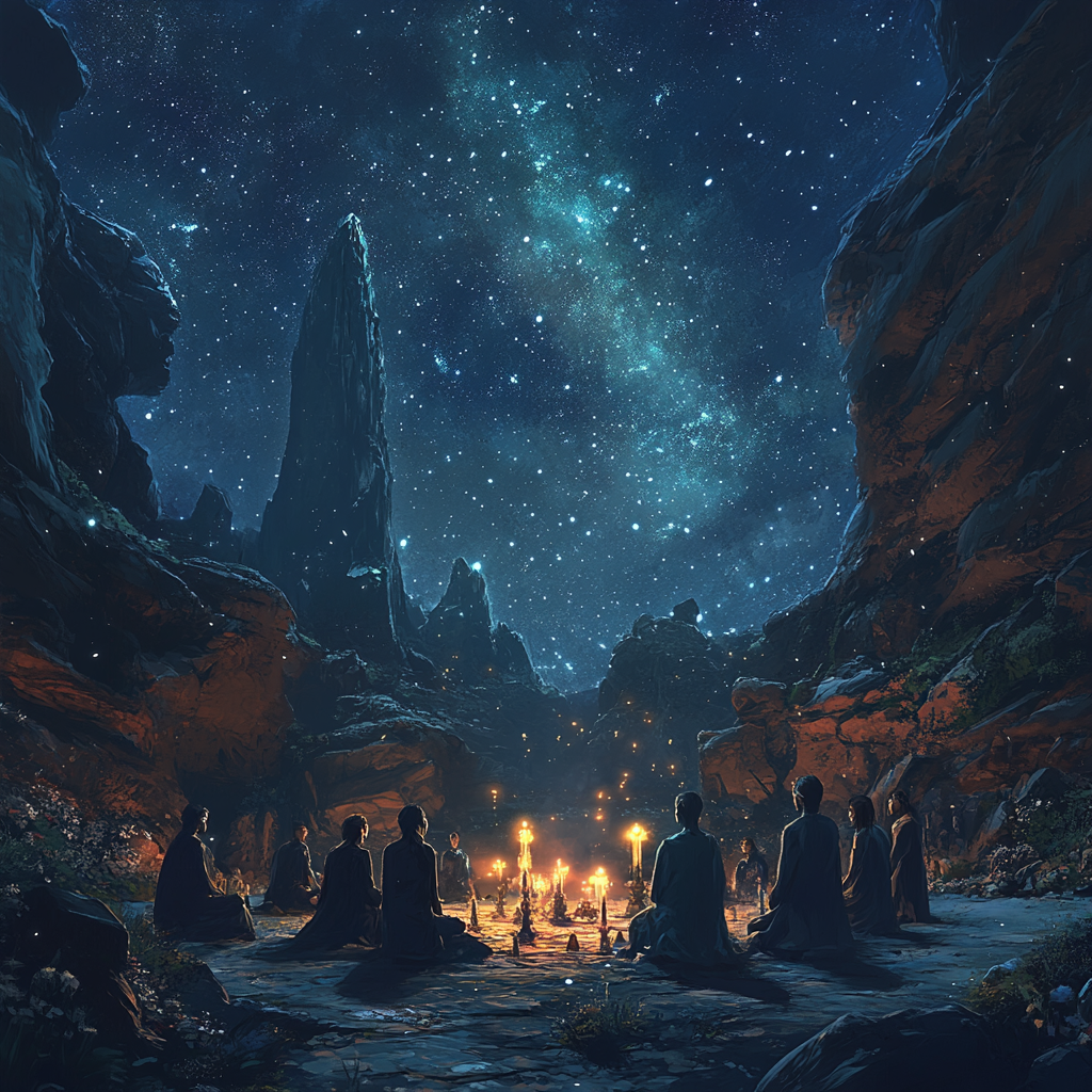 Nighttime Desert Ritual with Candles