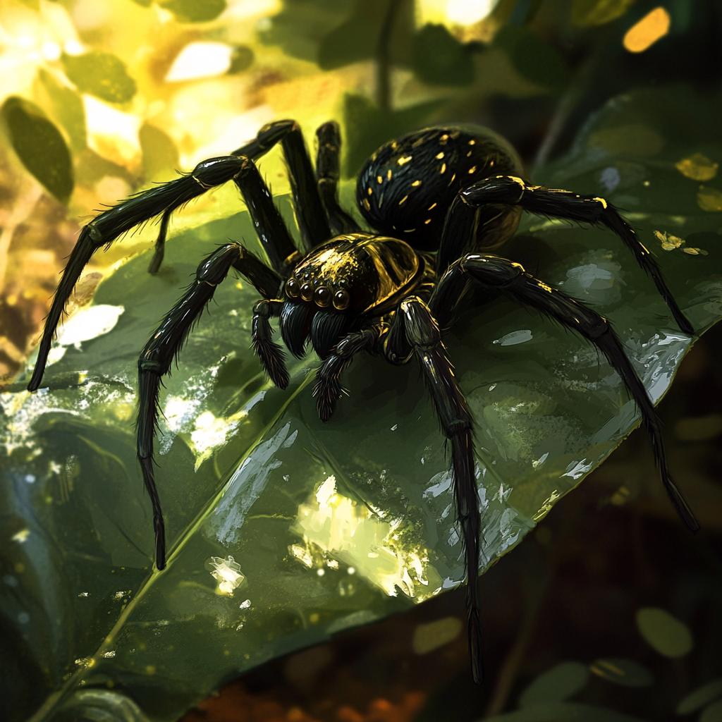 Close-up of Sydney Funnel-Web Spider on Leaf