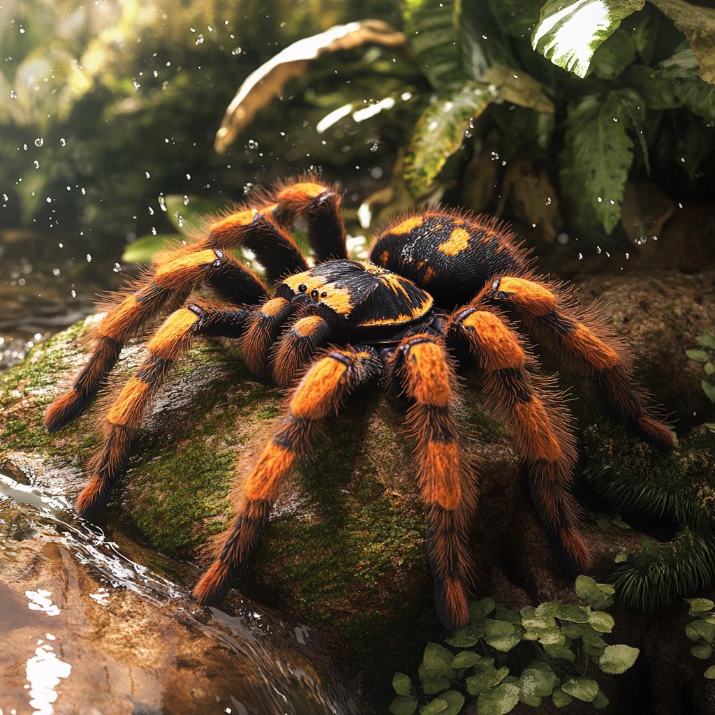 Rainy Rock Tarantula Sitting