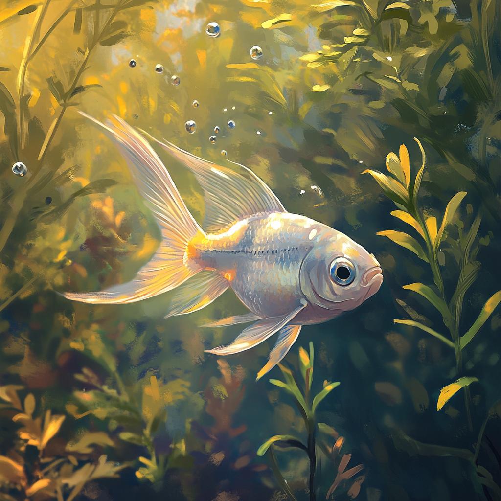 White Tetra Fish Swimming in Seagrass