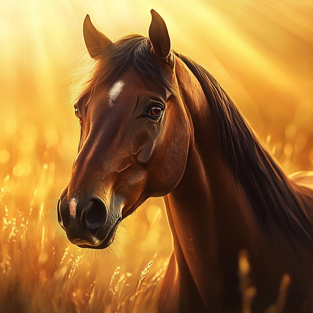 Thoroughbred Sunset Close-up Face