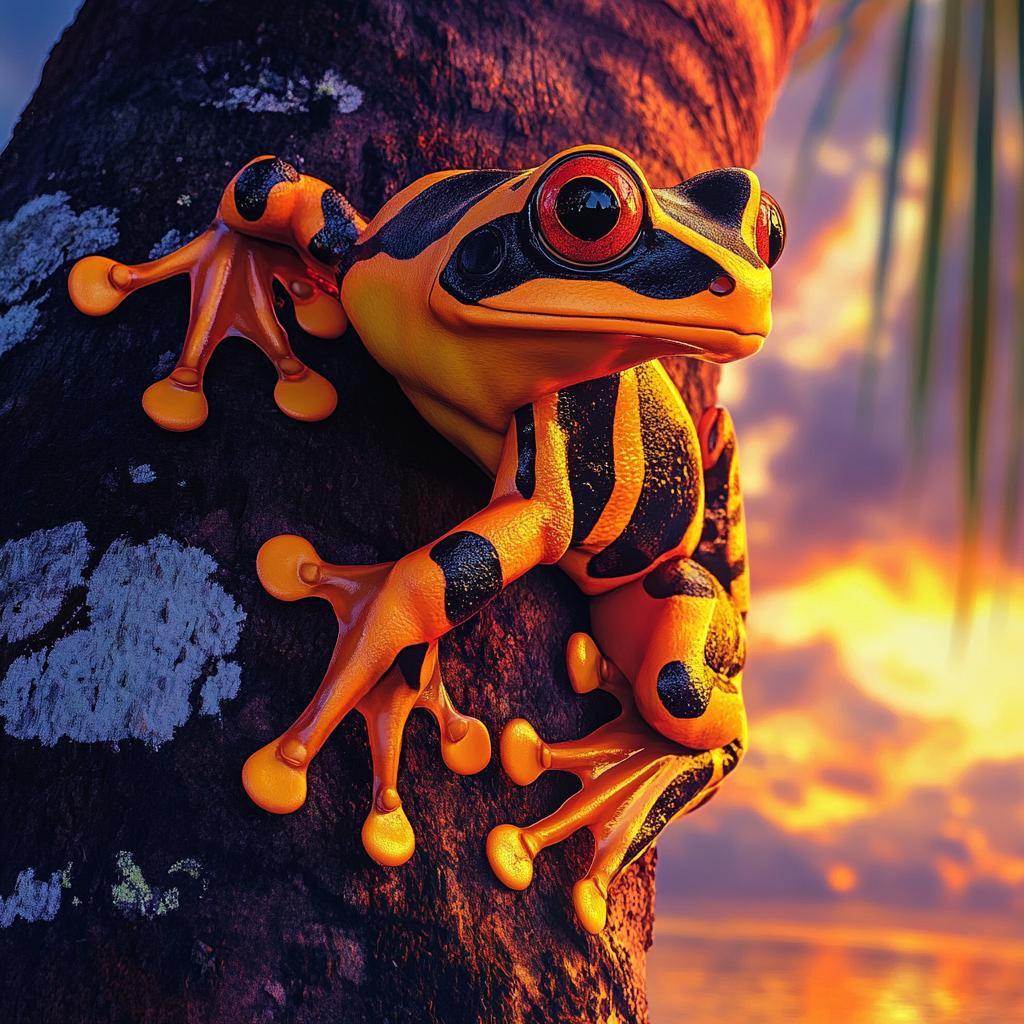 Sunset Tiger-Legged Monkey Frog in Tree