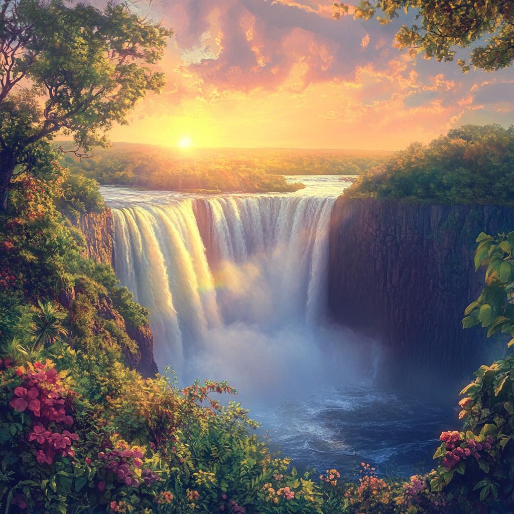 Victoria Falls, Zambia at Sunset