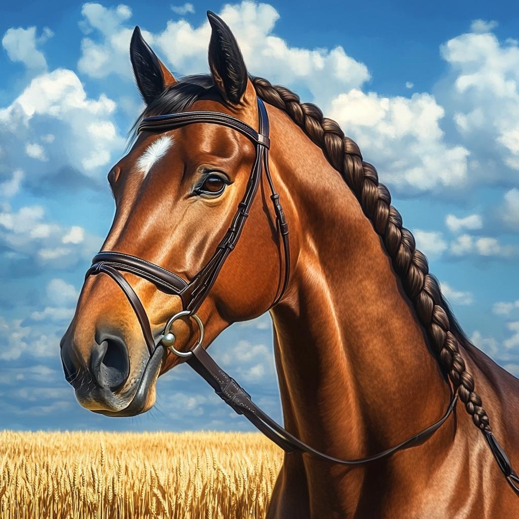 Close-up Brown Warmblood Horse Portrait