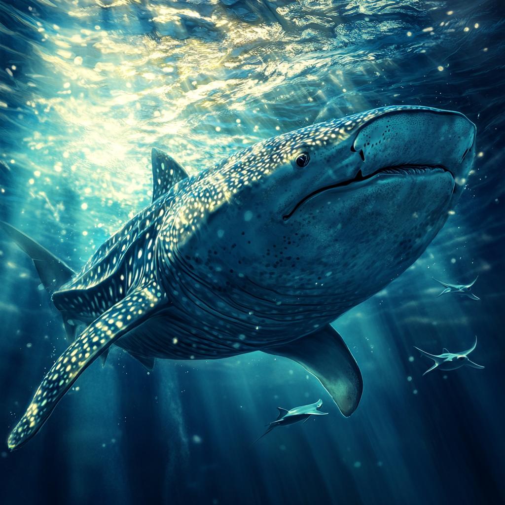 Whale Shark Swimming in Open Ocean